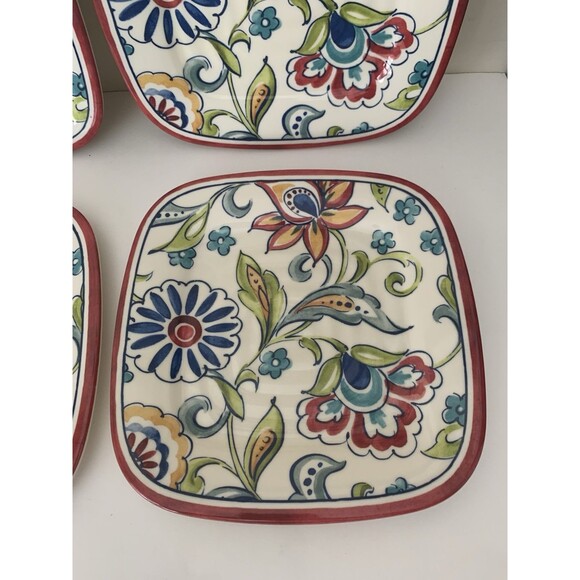 Better Homes and Gardens 4 Melamine Salad Desert Plates Square 8.25” - Picture 5 of 12